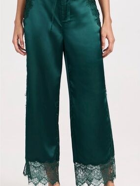 NWT Simkhai NightNight Eva Lace Pajama Pants in Pine Sz M